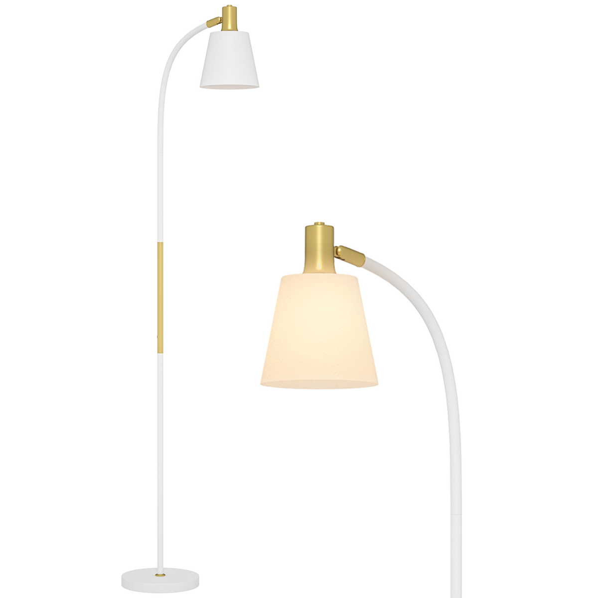 HOMCOM Spotlight Reading Standing Lamp with Adjustable Height, White