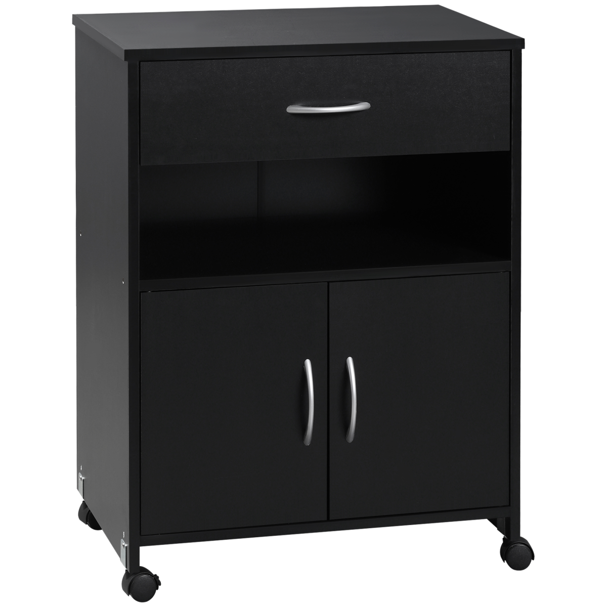 Mobile Printer Stand w/ Storage Shelf Universal Wheels for Home Black Vinsetto