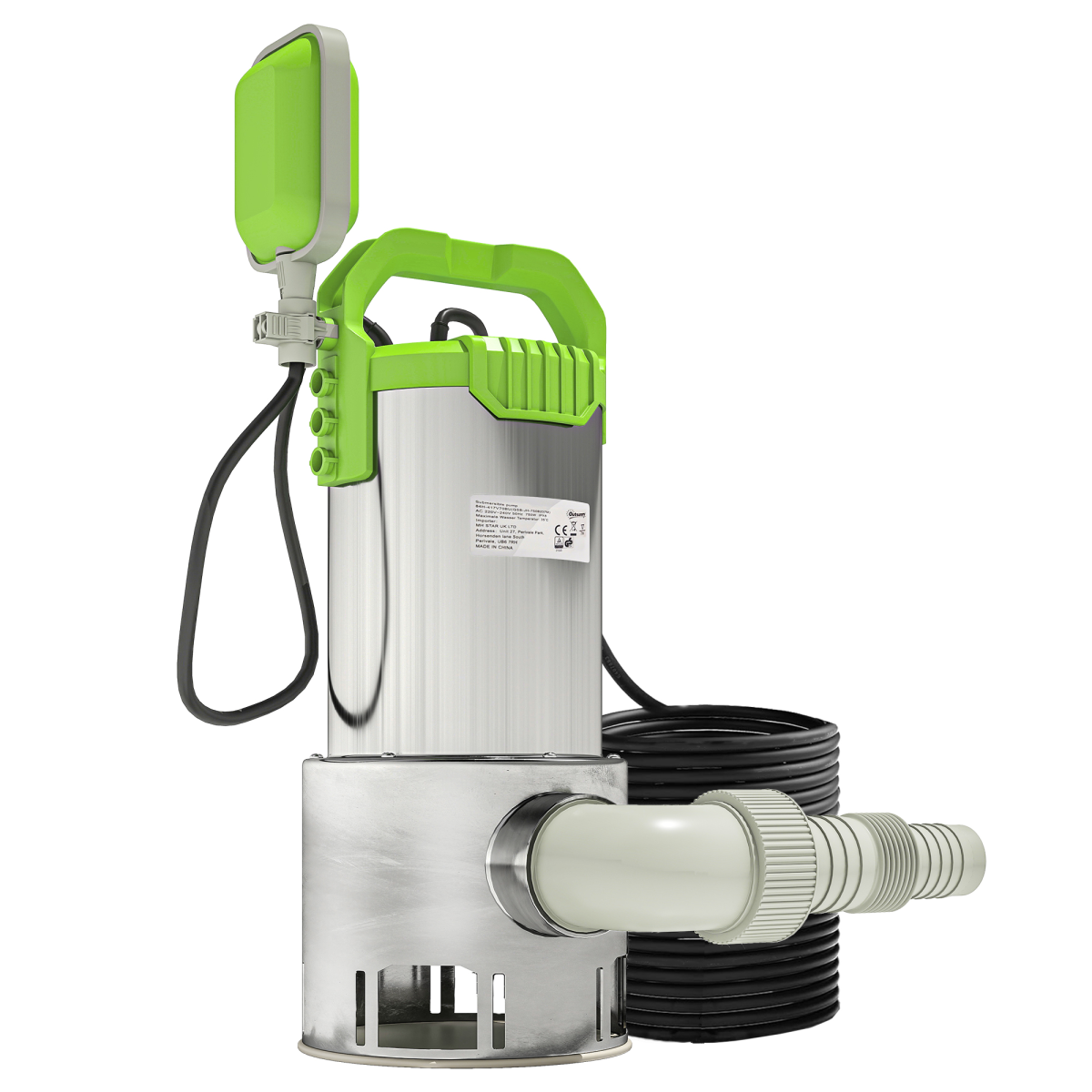 Outsunny 1100W Water Pump with Float Switch, 18500L/H Electric Sump Pump