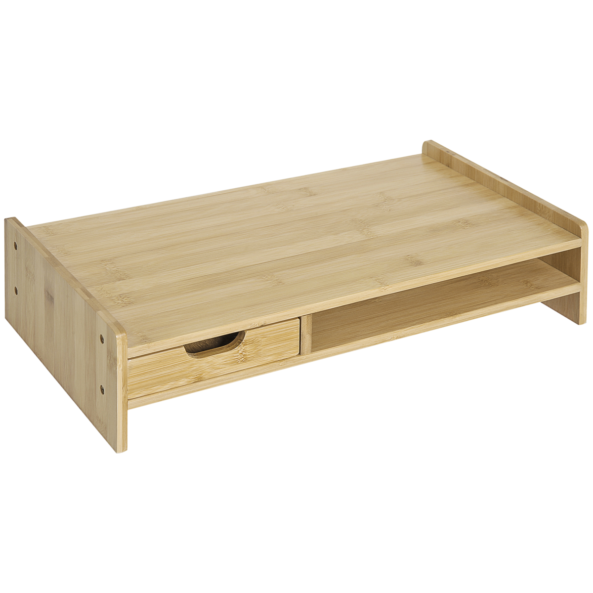 Monitor Riser Laptop PC Plinth Stand Desktop Organiser W/ Drawer Bamboo