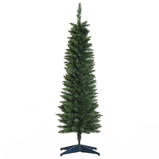 1.5m 5ft Artificial Pine Pencil Slim Christmas Tree 294 Branch Tips with Stand
