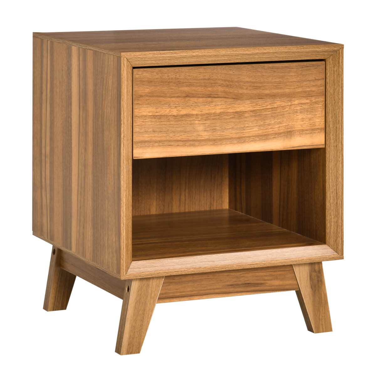 HOMCOM Bedside Table Storage Organizer Side Table  Drawer and Shelf Bedroom
