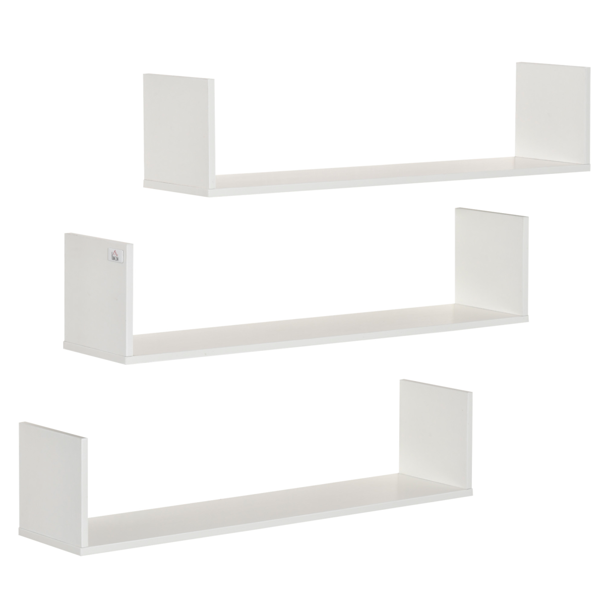 Set of 3 Wooden Floating Shelves Wall Mount CD DVD Display White HOMCOM