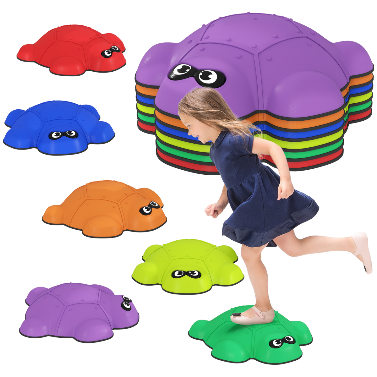 AIYAPLAY 6 PCS Balance Stepping Stones, Stackable River Stones  Non-slip Edge