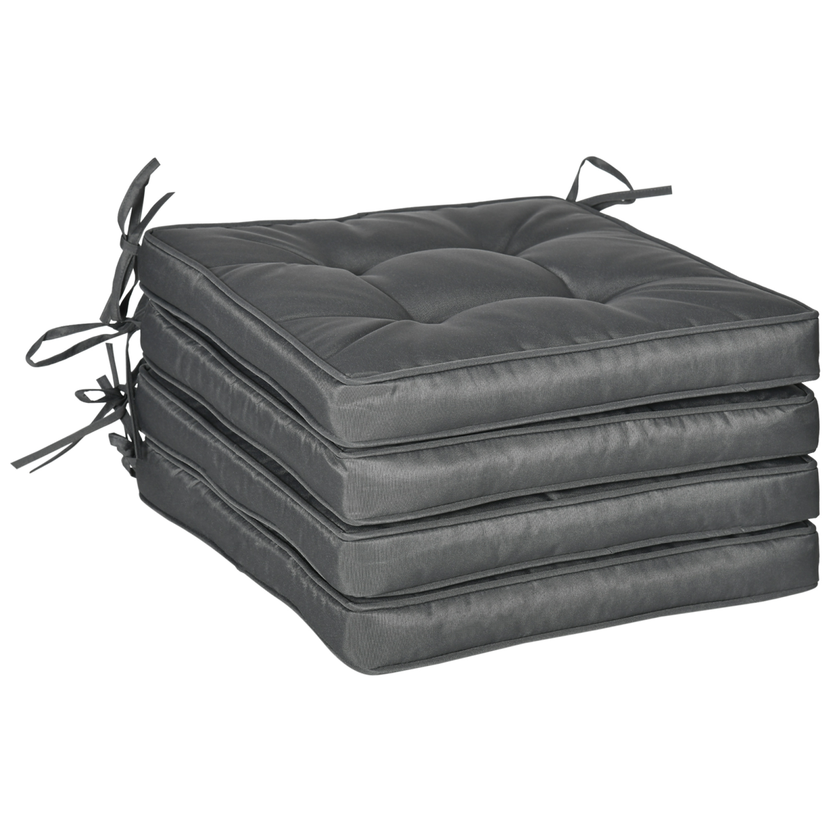 40 x 40cm Garden Seat Cushion with Ties Replacement Dining Chair Seat Pad, Grey