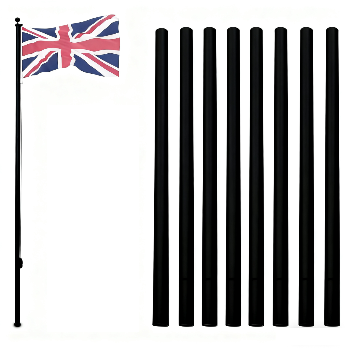 5.1*5.1*750cm Aluminum Alloy Splicing Flagpole Adjustable And Retractable Courtyard Outdoor Flagpole, Black