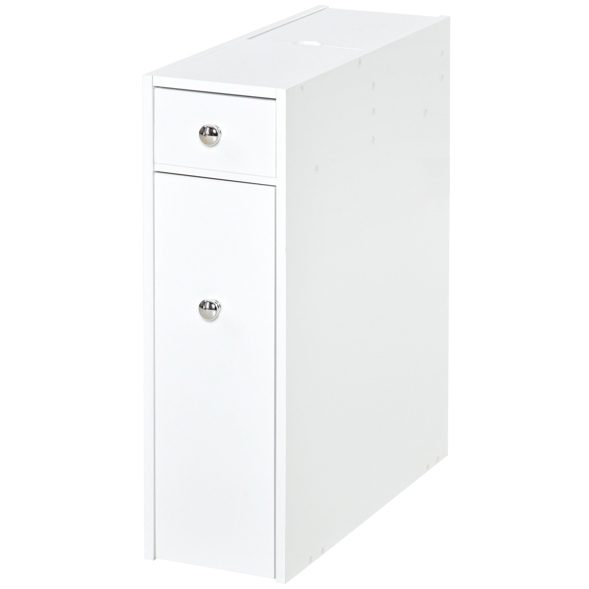 HOMCOM Slim Floor Cabinet Narrow Wooden Storage with Drawers Bathroom White