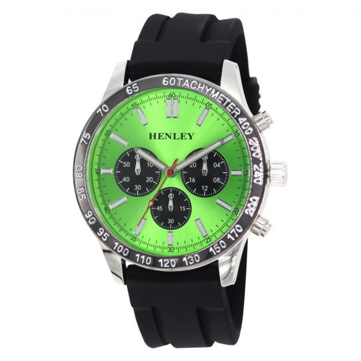 Henley Mens Polished Sports Silicone Watch Silver/Green H02223.11
