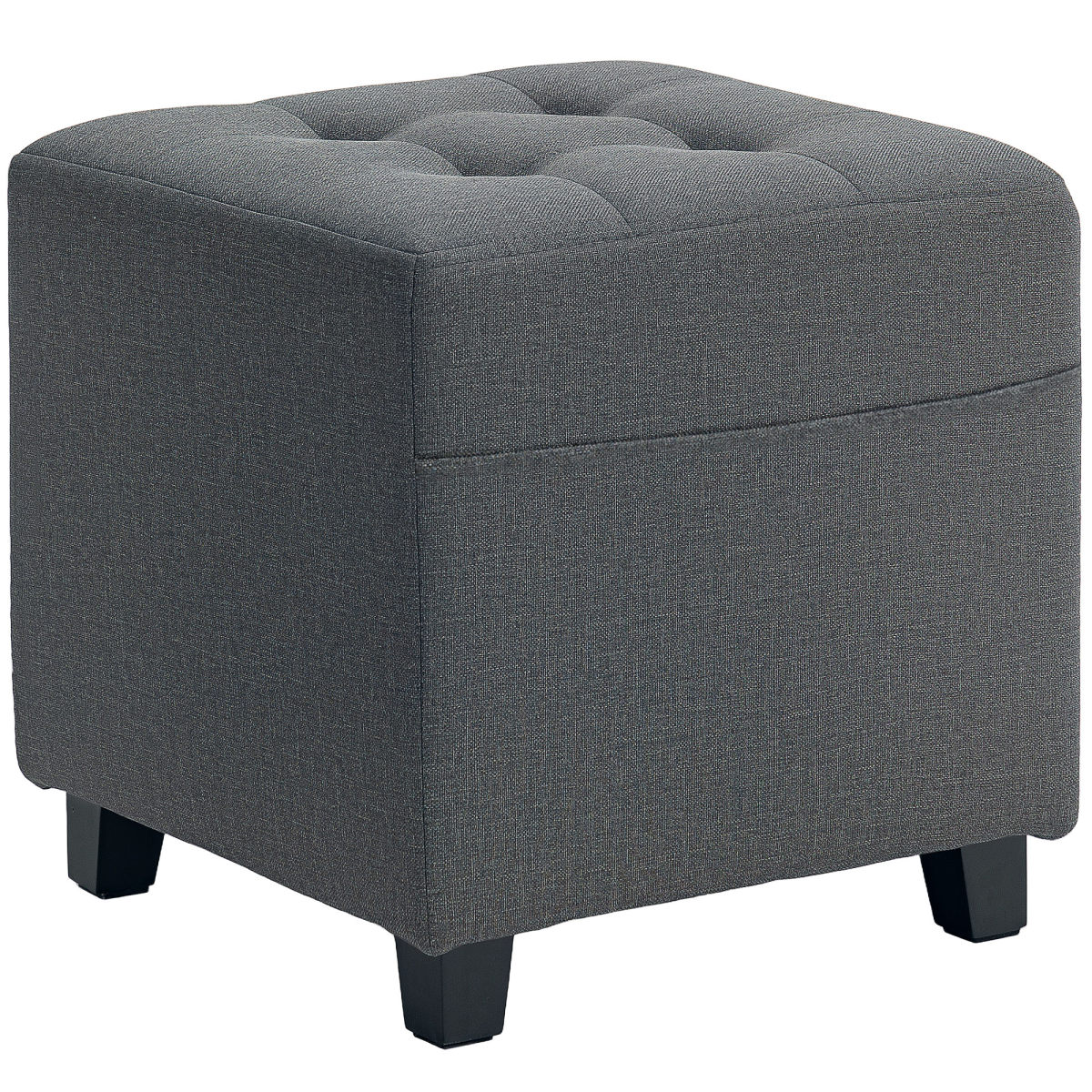 HOMCOM Small Footstool Square Ottoman with Padded Seat for Living Room Grey