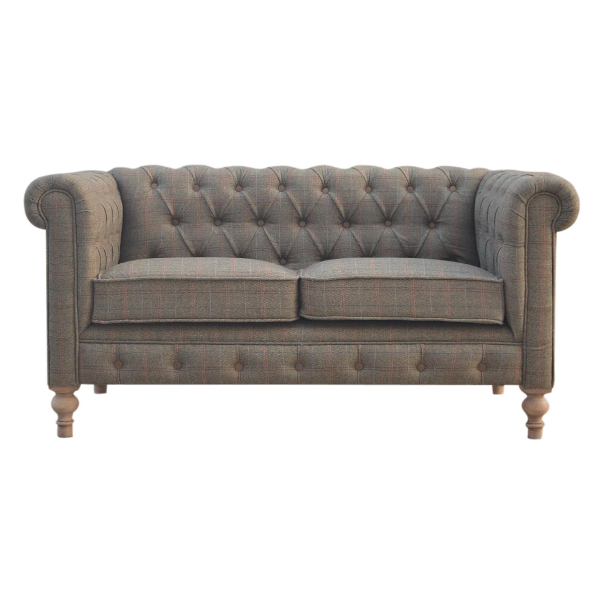 Artisan Furniture Solid Wood Multi Tweed 2 Seat Chesterfield