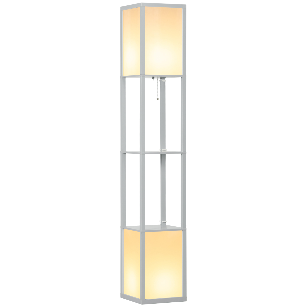 HOMCOM Shelf Floor Lamp with Dual Light, for Living Room, Bedroom