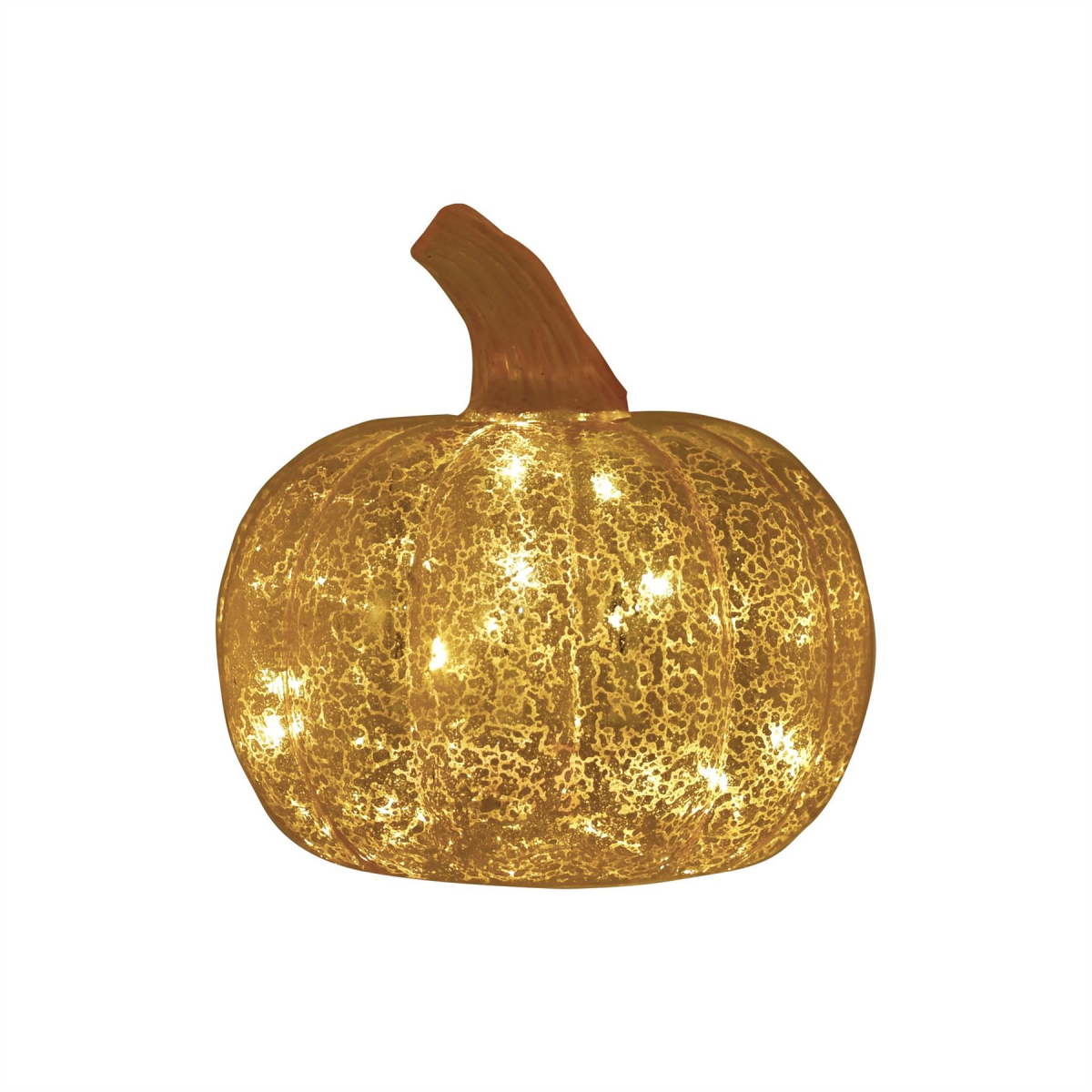 Gold Glass Pumpkin LED Lantern Medium