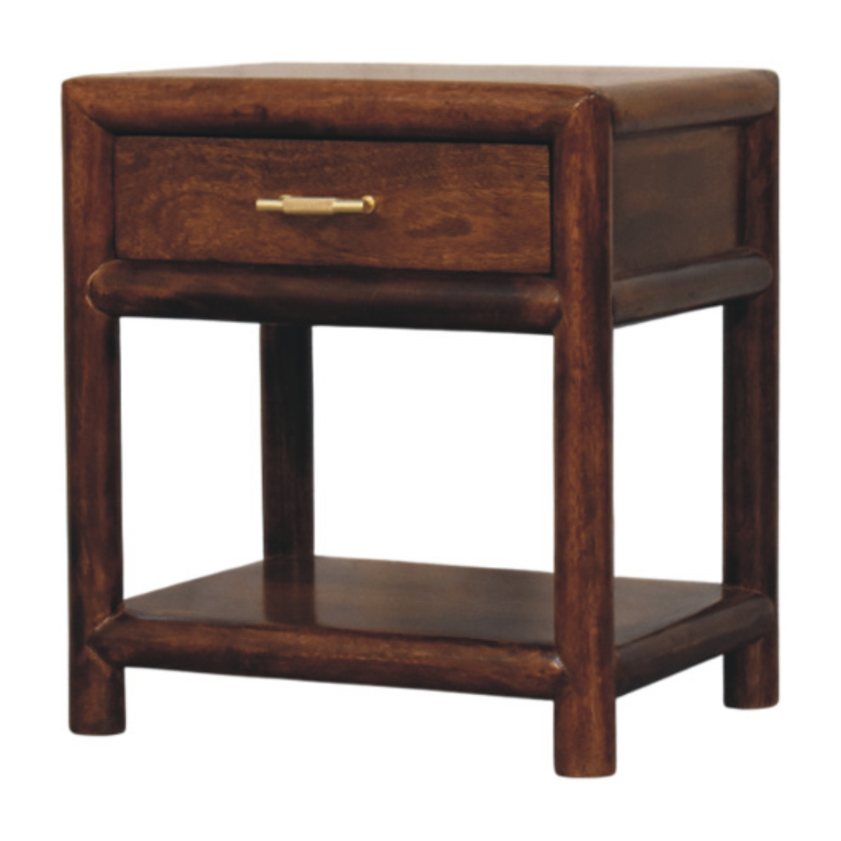Artisan Furniture Solid Wood Regency Chestnut Nightstand, 1 Drawer, 1 Shelf, Dark Brown