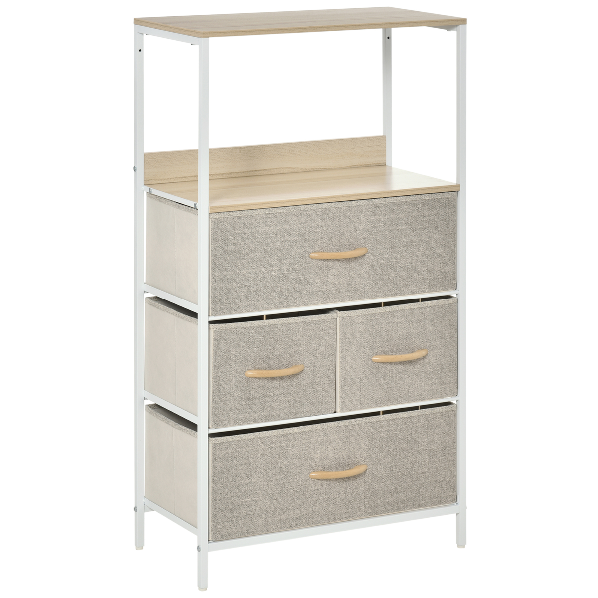 Chest of Drawers with 4 Fabric Bins  White
