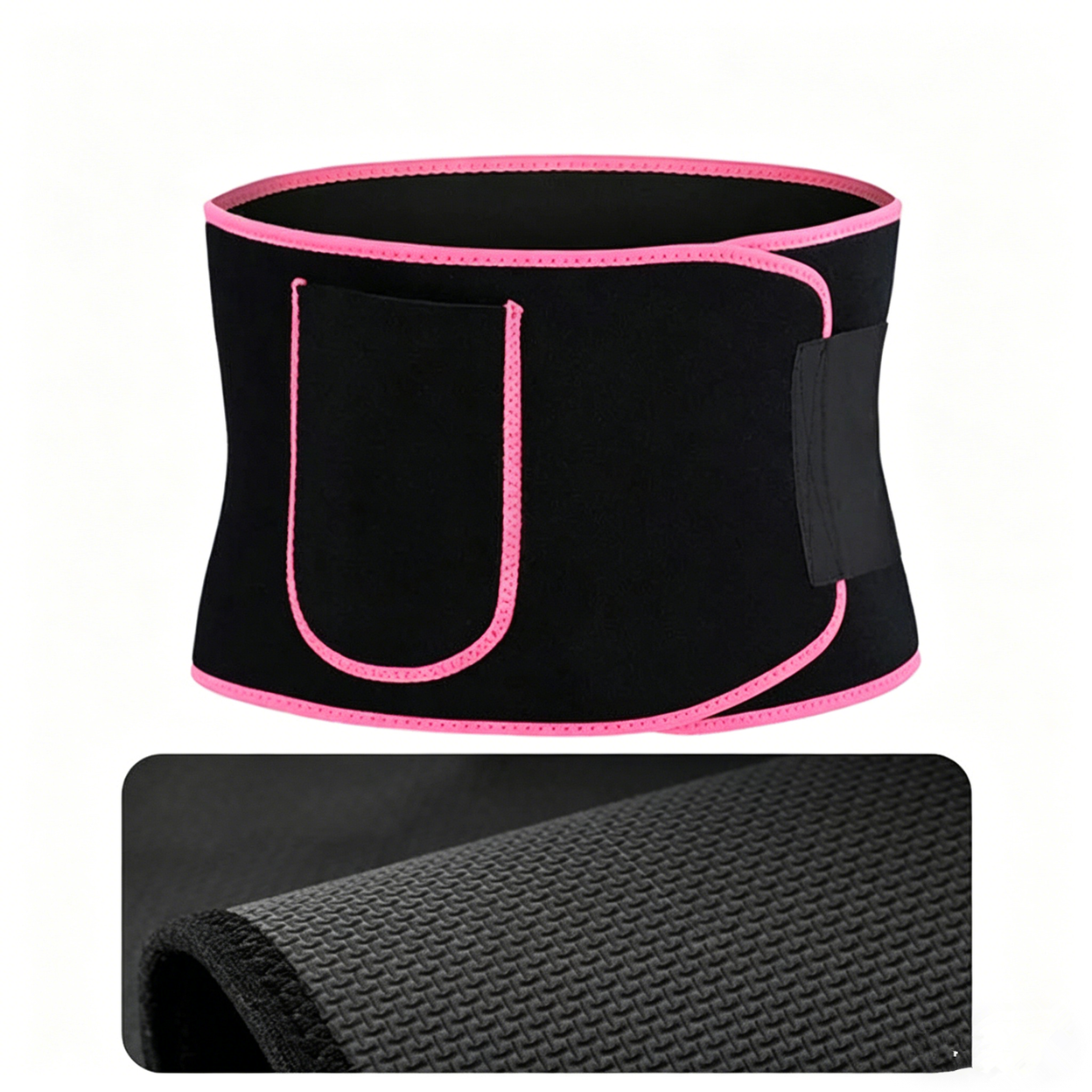 Waist Trimmer Belt Sport Workout Shaper Burner Slimming Belt W/ Phone Pocket Pink-Black
