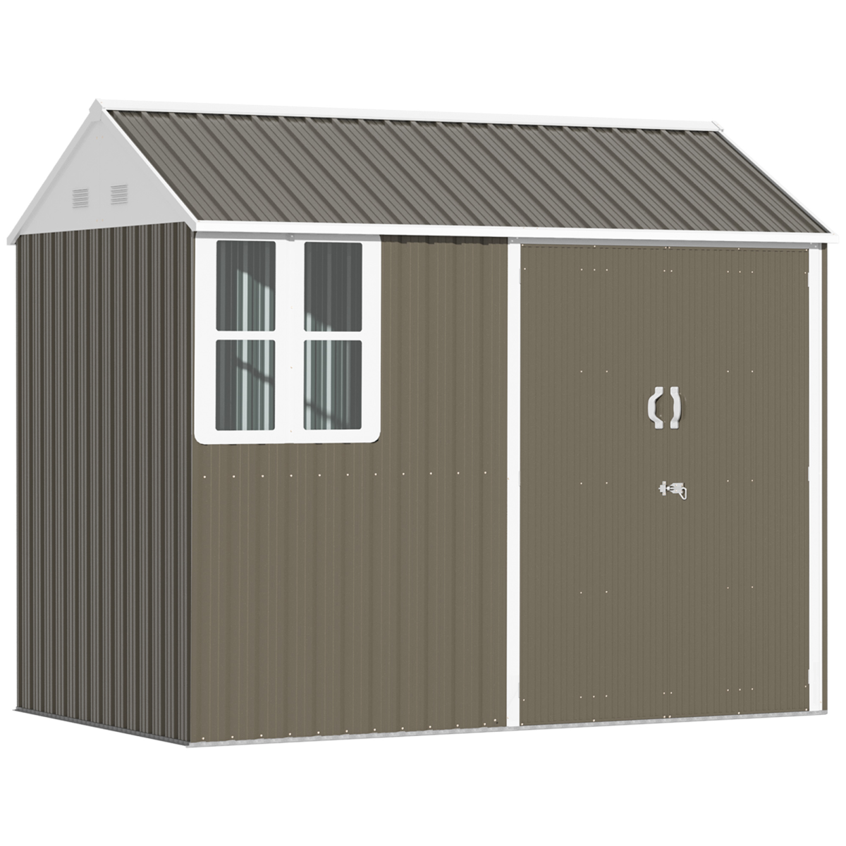 Outsunny 8x6ft Metal Garden Shed - Grey, Outdoor Storage w/ Doors, Window, Metal Construction