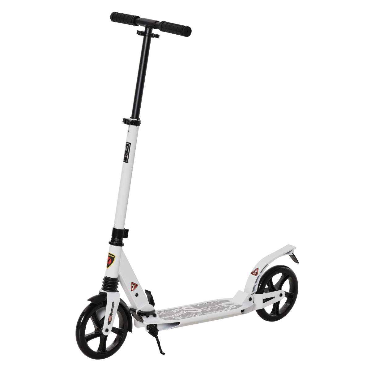 Kick Scooter Folding 2 Big Wheels Adjustable  Adult Teens For 14 White HOMCOM