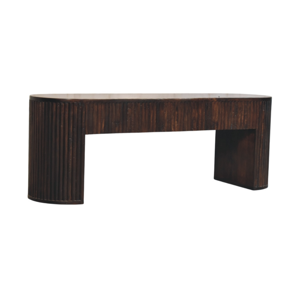 Artisan Furniture Solid Wood Velvet Mocha Fluted Bench, Dark Brown