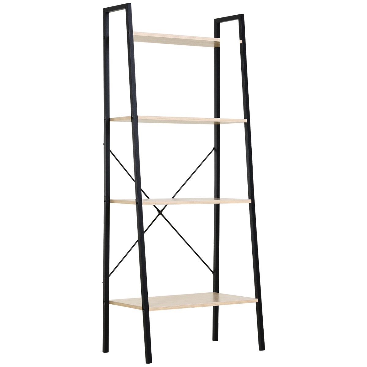 4-Tier Minimalistic Ladder Shelf Unit Steel Frame Home Display Storage