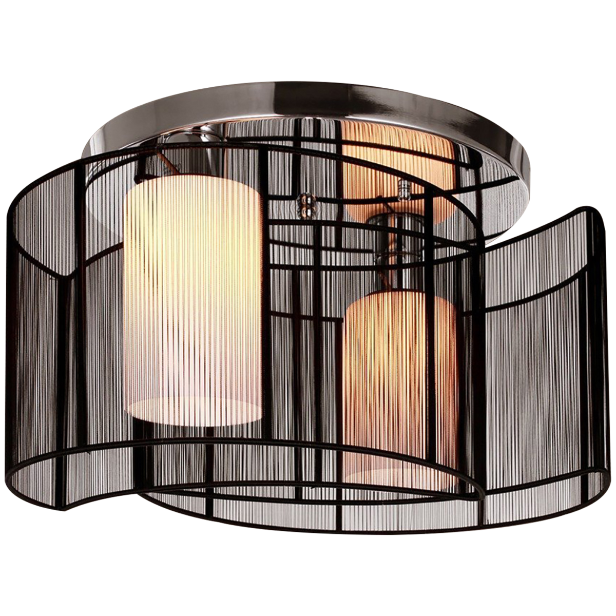 Chandelier, ?40x25H cm, Chrome/Fabric-Black