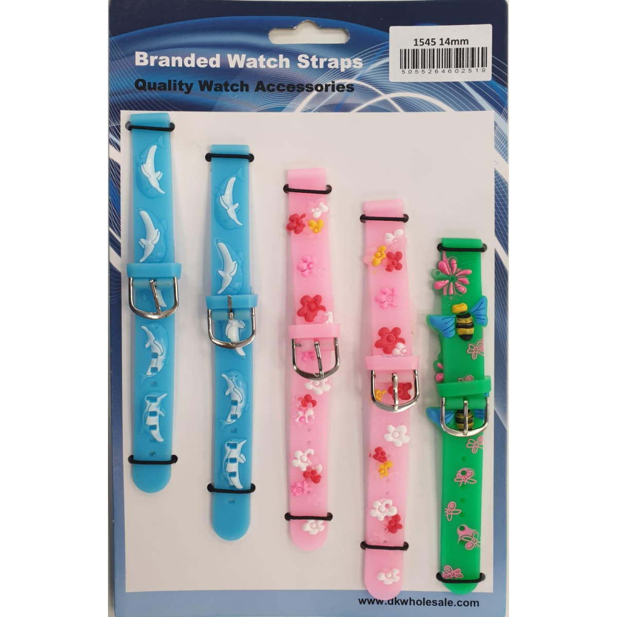 Kids Watch straps 5pk Assorted Design & colours 1545 14mm