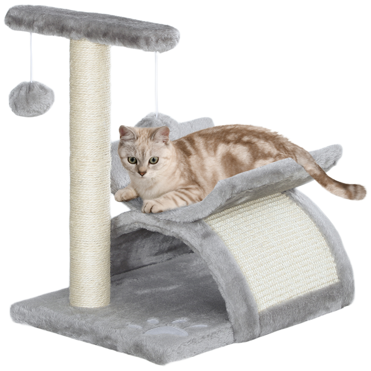 Cat Tree Plush Scratcher Activity Play Center Tunnel Dangling Ball