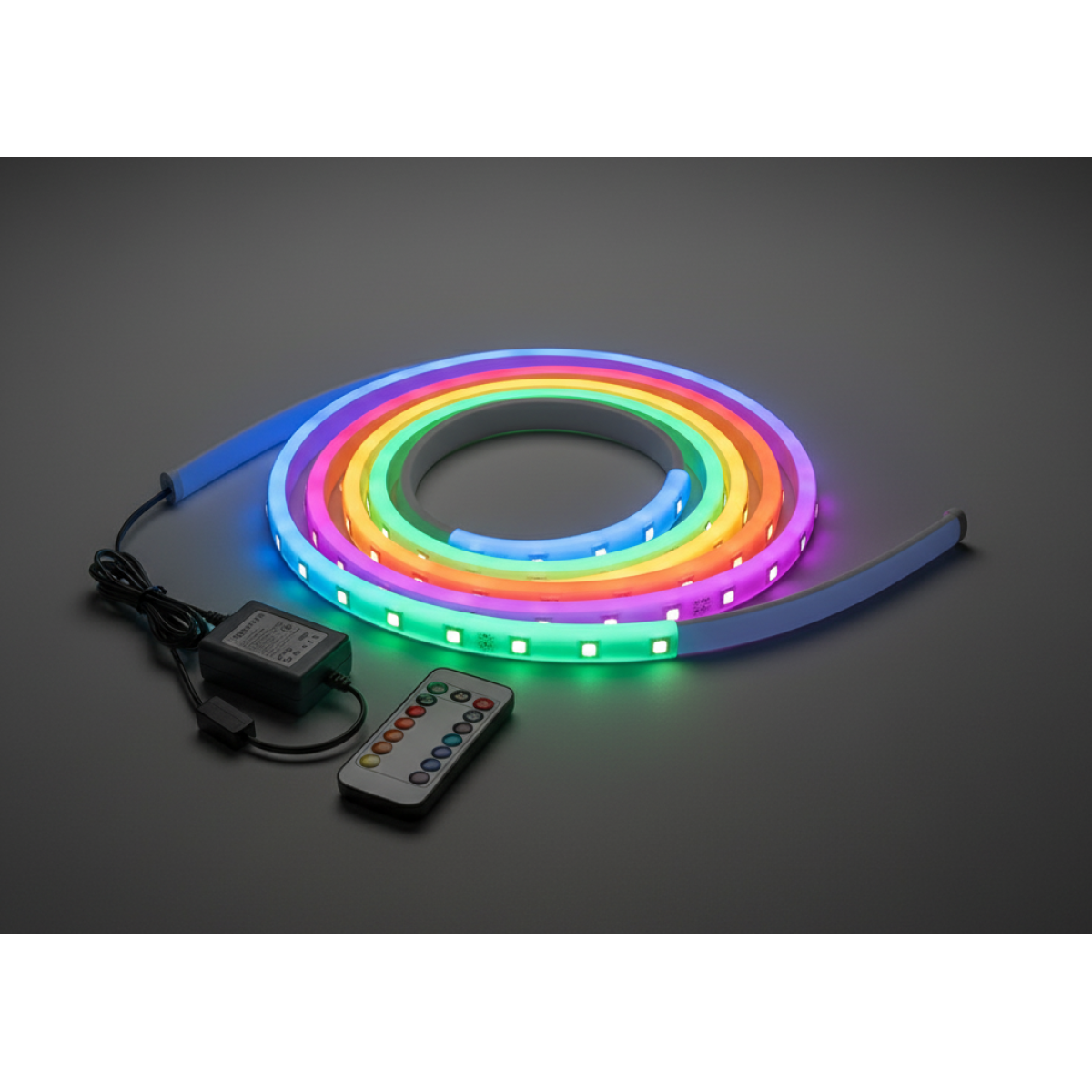 ExtraStar Neon LED Strip 5M Cable with Power Adapter andRemote Control, 9W/M, RGB