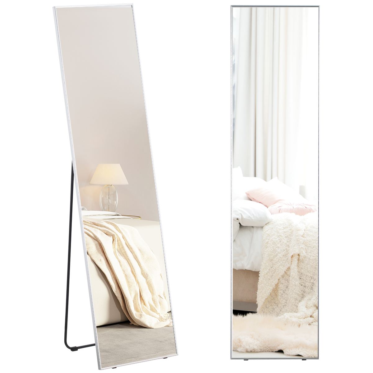 Full Length Mirror Dressing Mirror Wall-Mounted Entryway Black Frame