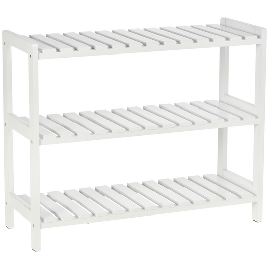3-Tier Shoe Rack Wood Frame Open Hygienic Storage 57x70cm