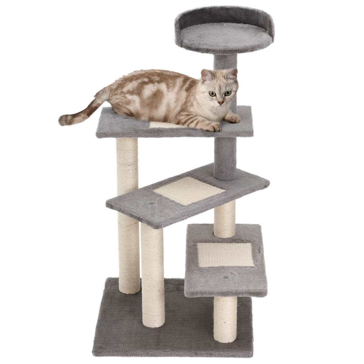 Cat Tree Activity Center Kitten Climbing Tower Scratching Post Plush Pawhut