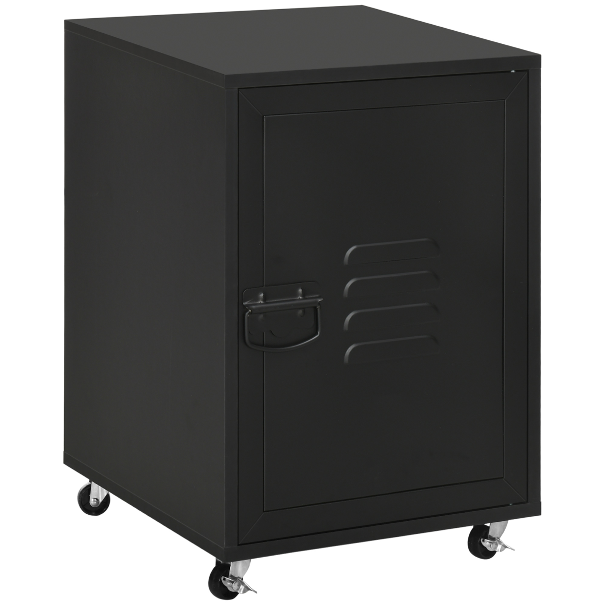 Bedside Table, Rolling End Side Table, Mobile Storage Cabinet Black