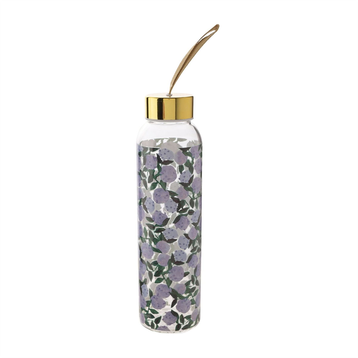 Frida 420ml Glass Water Bottle Blue - Floral