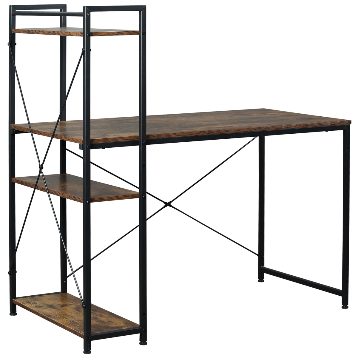 Computer Desk PC Table Study Workstation Home Office 4-tier Bookshelf Storage