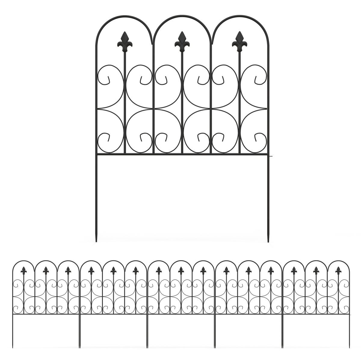 Outsunny 5PCs Decorative Garden Fencing Metal Border Edging