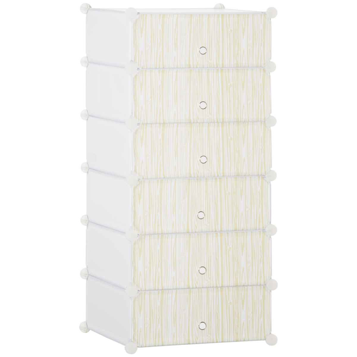 HOMCOM 6 Tier Shoe Rack Plastic Storage Cabinet Modular Shoe Tower White