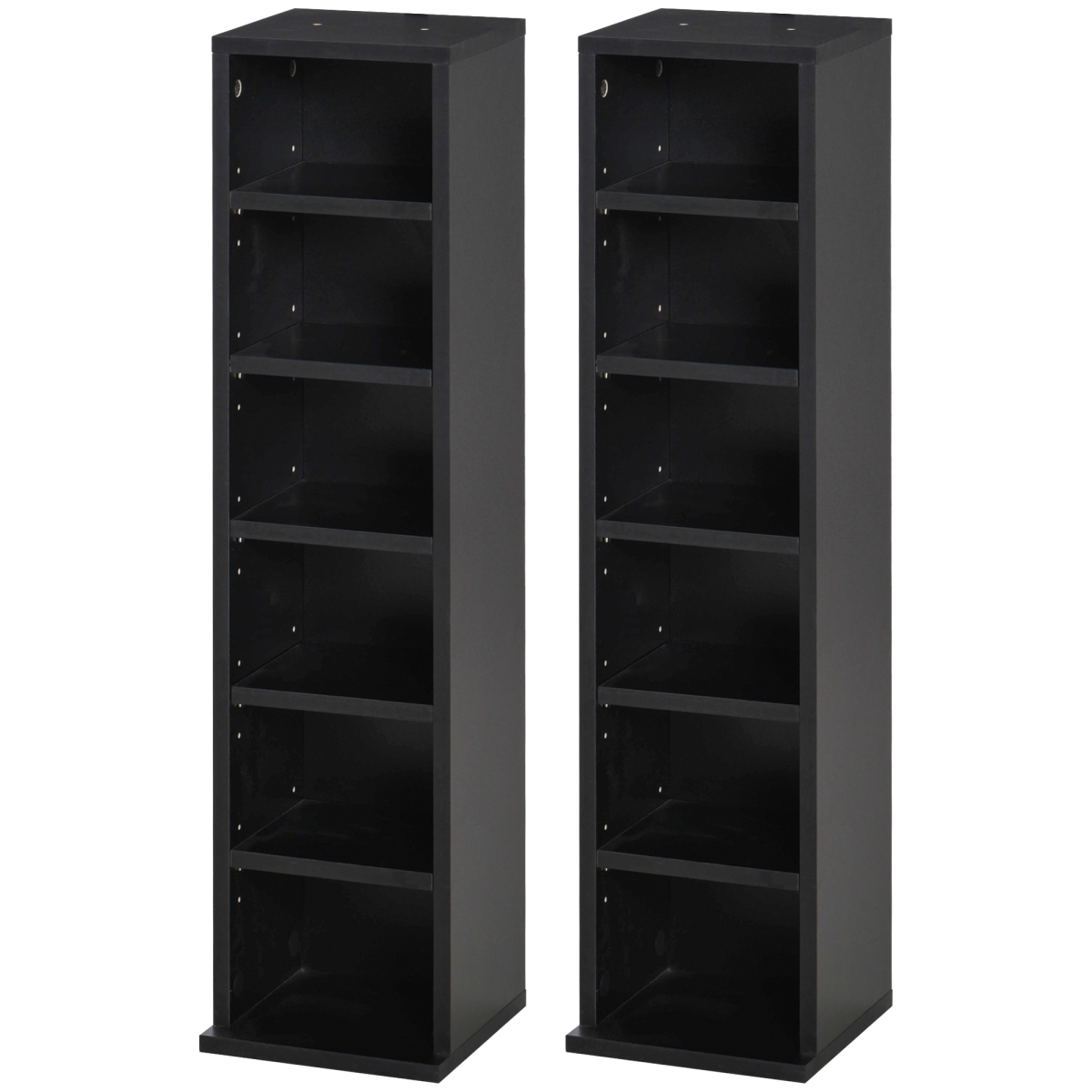 Set of 2 CD Media Display Shelf Unit Tower Rack Adjustable, Black