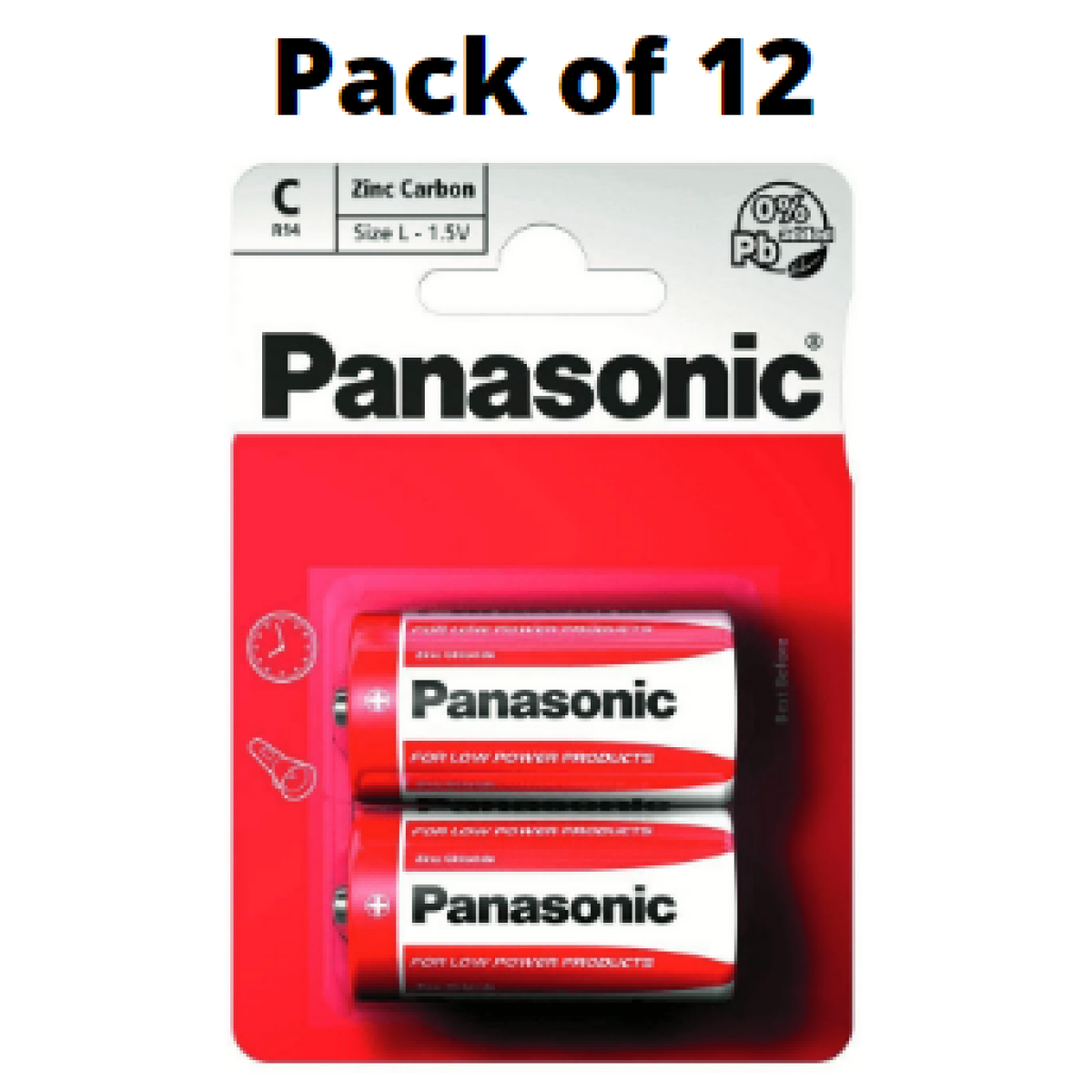Panasonic C Size Zinc Batteries Pack of 12