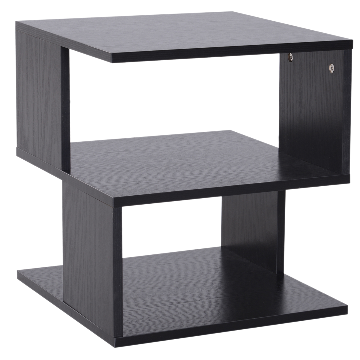 Modern Square 2 Tier Wood Coffee Side Table Storage Shelf Rack Black