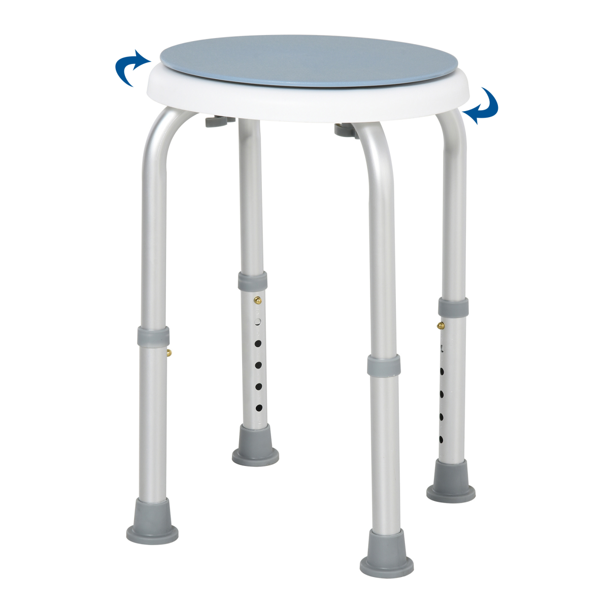 360 Degree Swivel Seat Bath Shower Stool Adjustable Height Aluminium HOMCOM