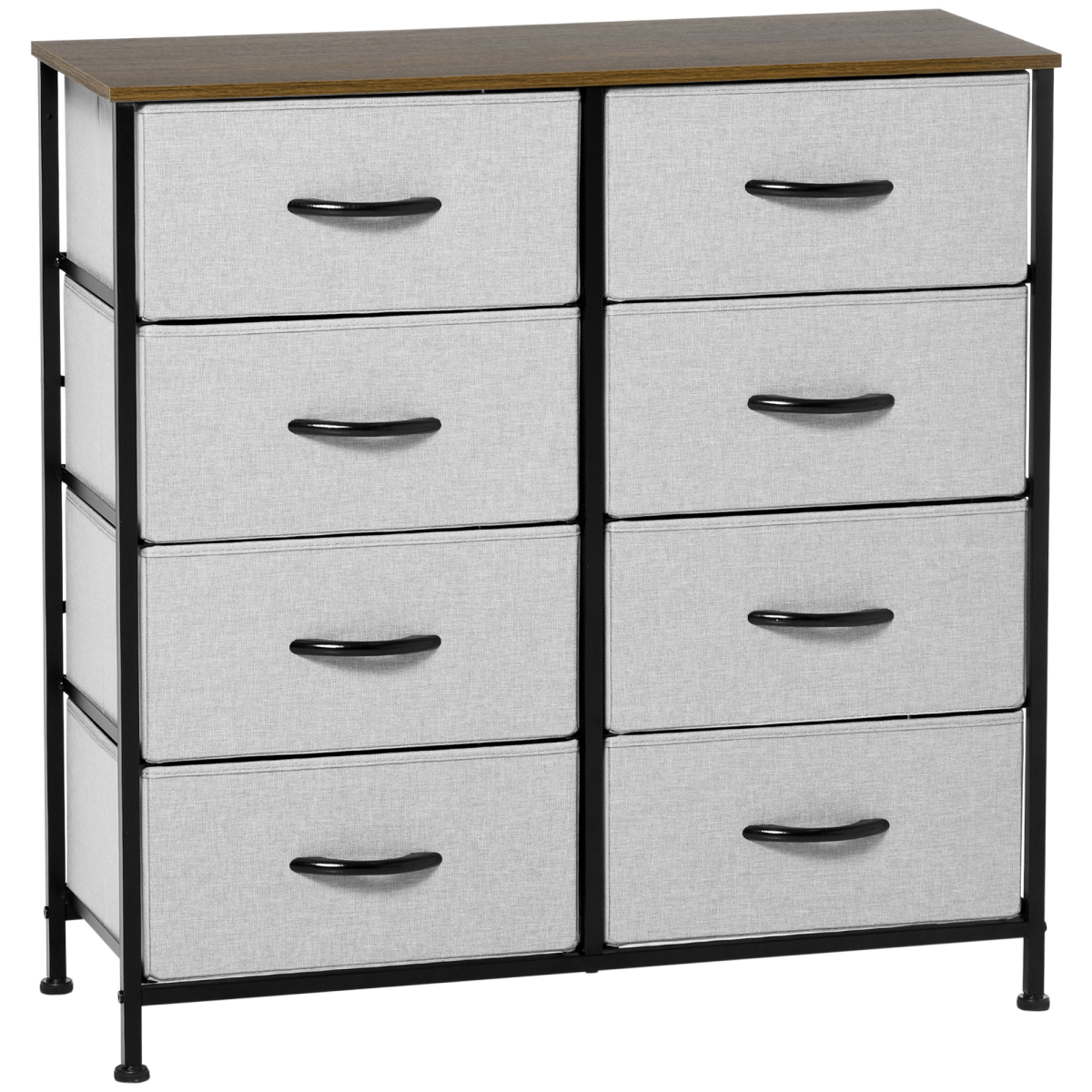 HOMCOM 8 Drawer Fabric Chest of Drawers w/ Wooden Top for Closet Hallway Grey