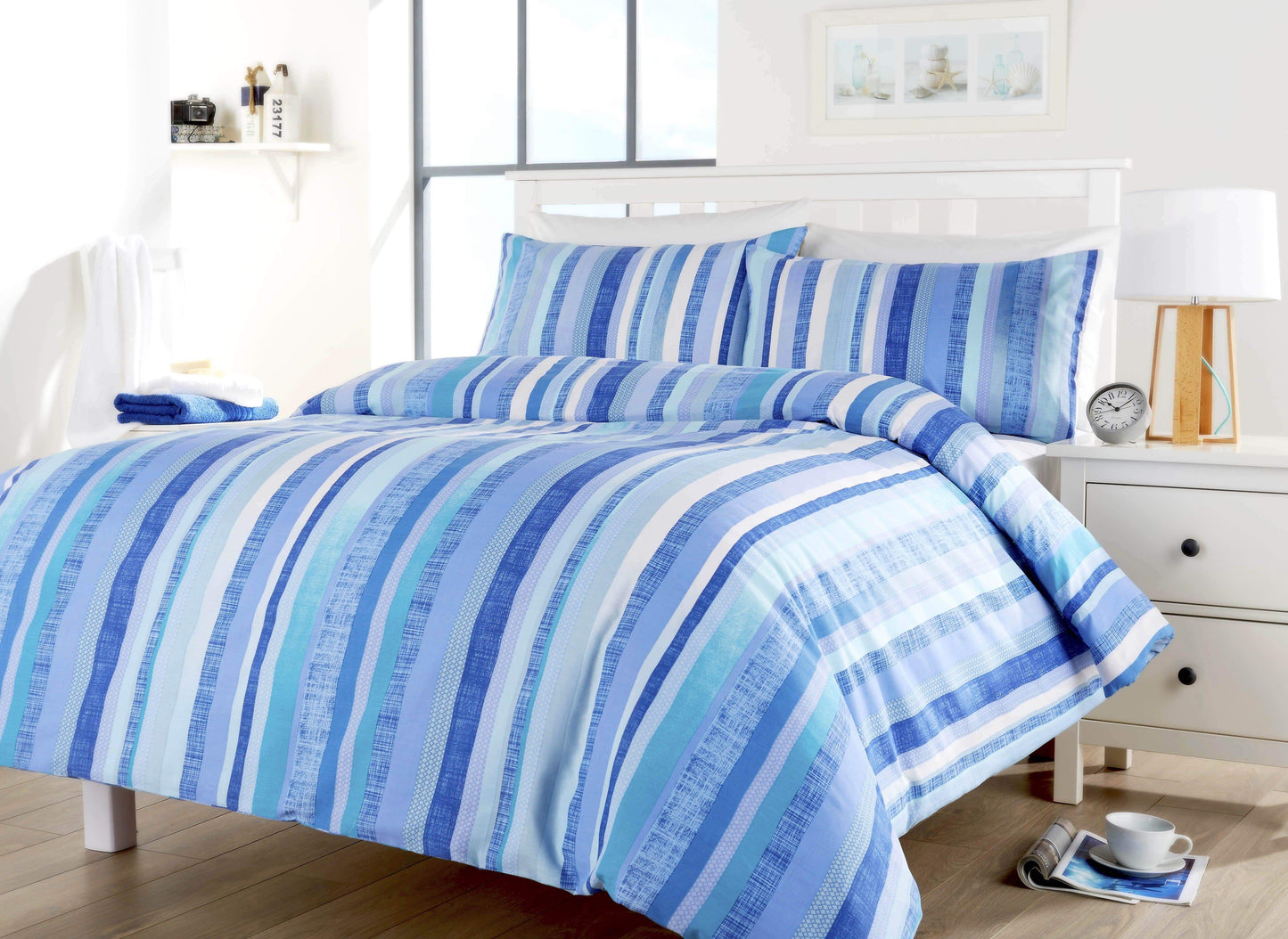 Maine Stripe Luxurious Cotton Rich Duvet Set with Elegant Striped Design in Single Double King Super King Sizes OEKO-TEX Certified by OLIVIA ROCCO