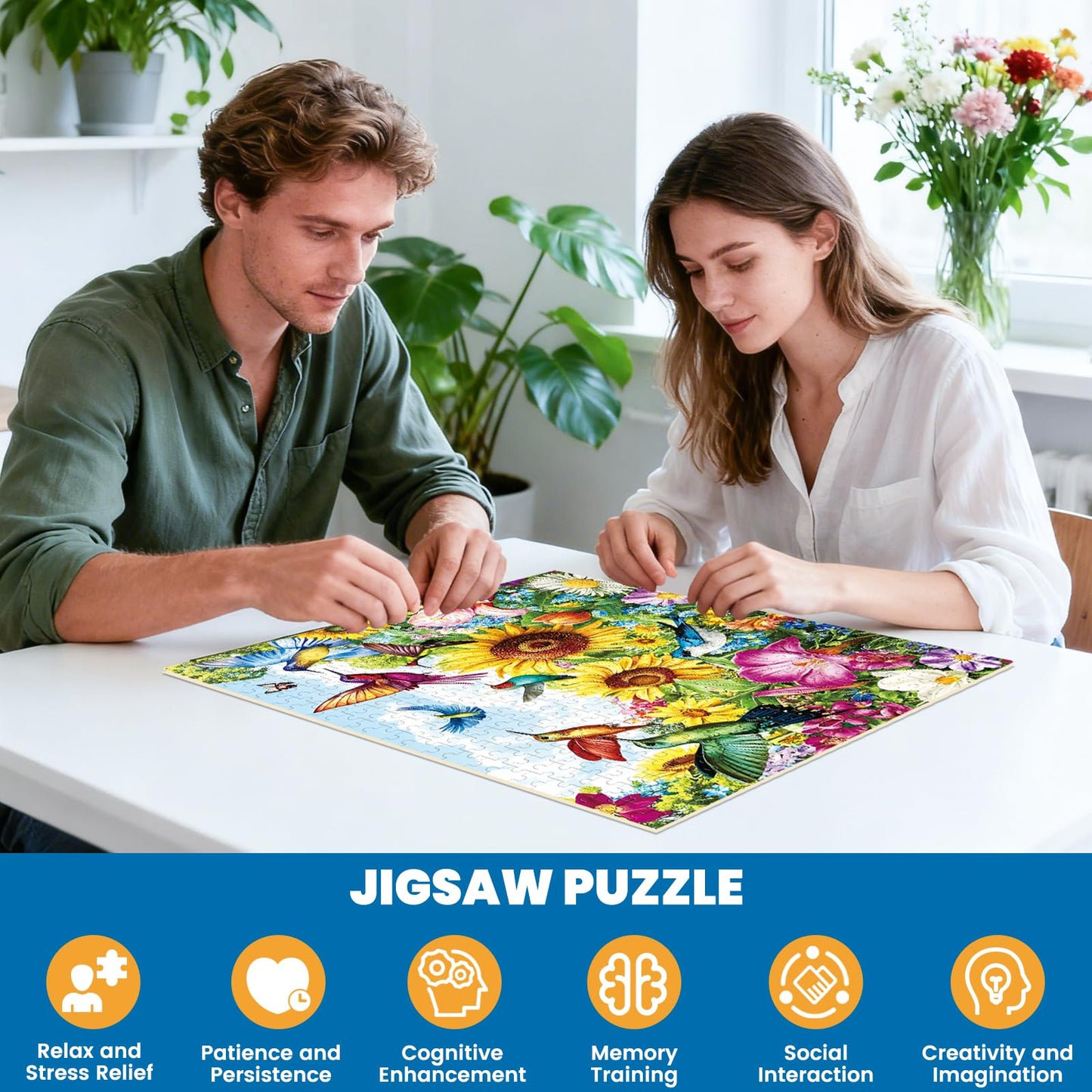 Maiqufa 500-Piece Summer Birds Garden Puzzle for Adults – Recycled Cardboard Jigsaw