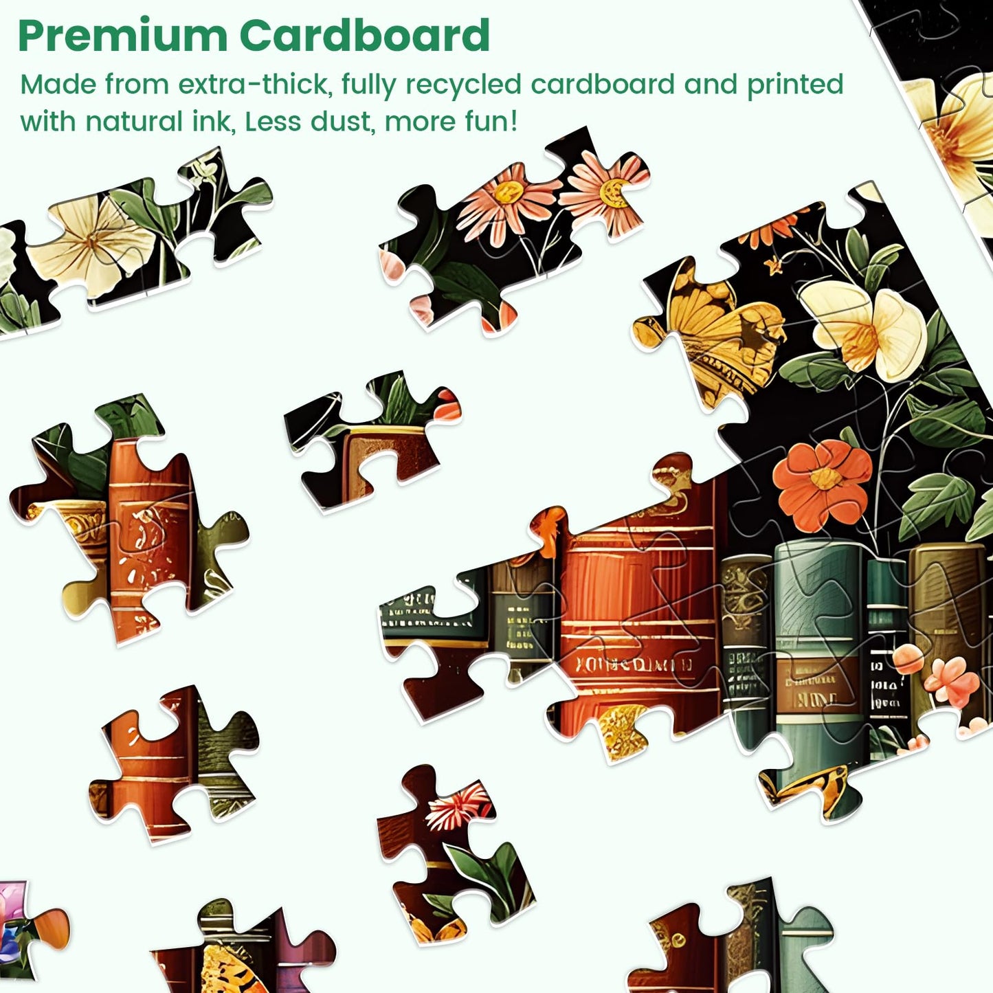 Maiqufa 500-Piece Puzzle for Adults: Vintage Wildflowers & Books