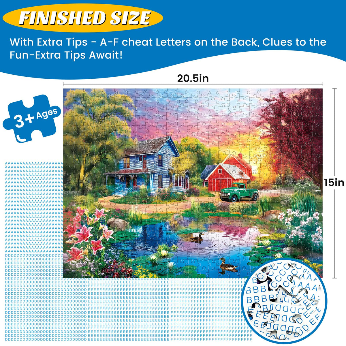 Maiqufa 500-Piece Country Life Puzzle – Recycled Cardboard Nature Landscape, 20.5 x 15 in
