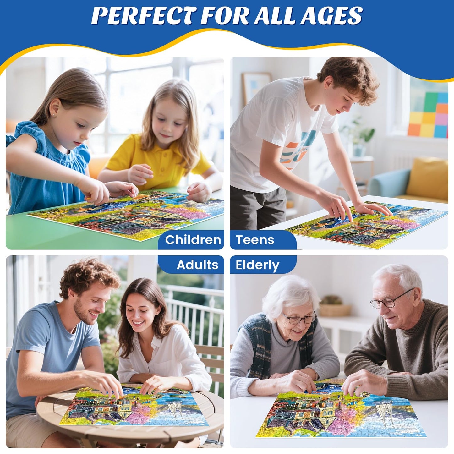 Maiqufa 500-Piece Lake Vacation Puzzle – House & Dogs Landscape, 20.5 x 15 in