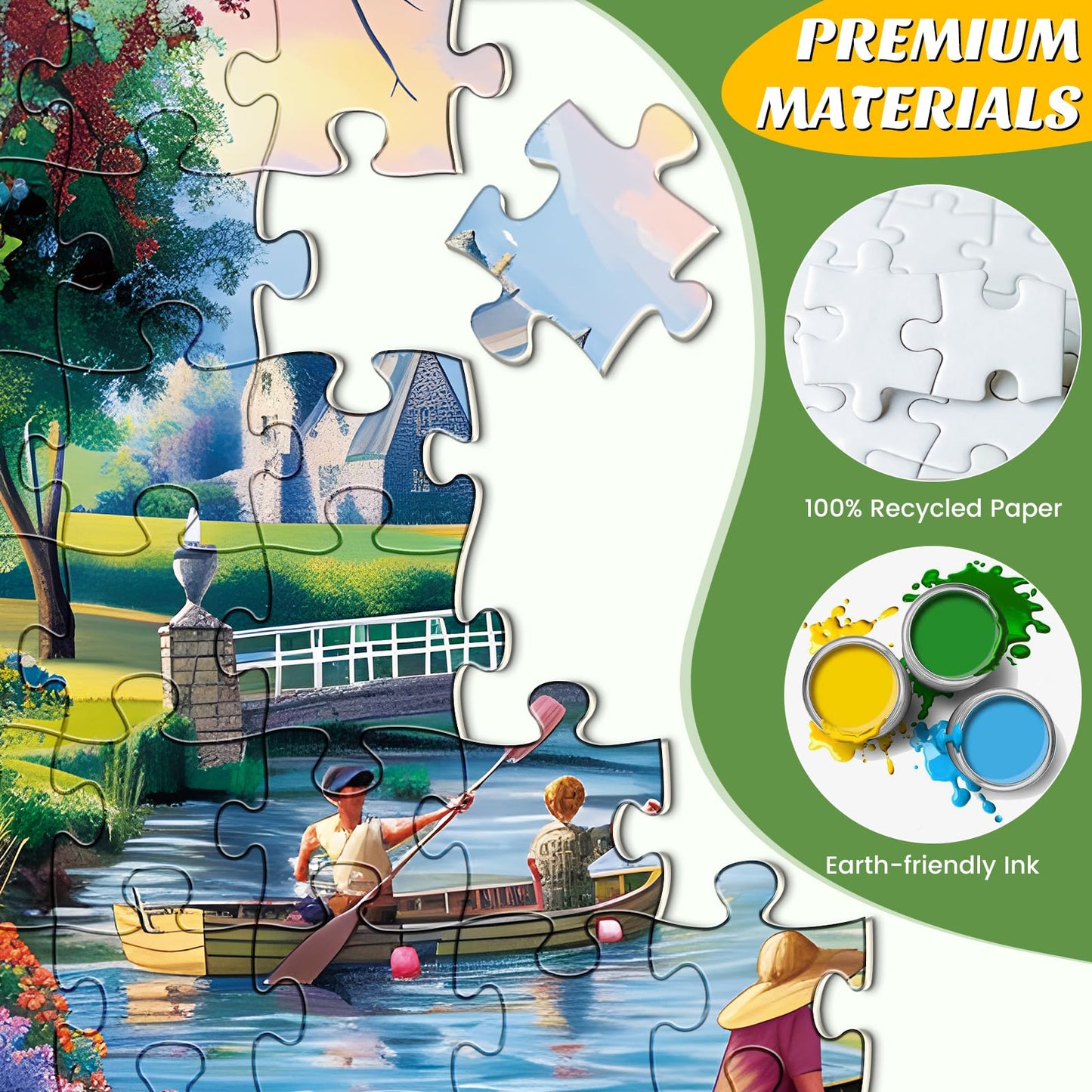 Maiqufa 500-Piece Waterside Cottage Puzzle – Eco-Friendly Recycled Cardboard, HD Details, 20.5 x 15 in