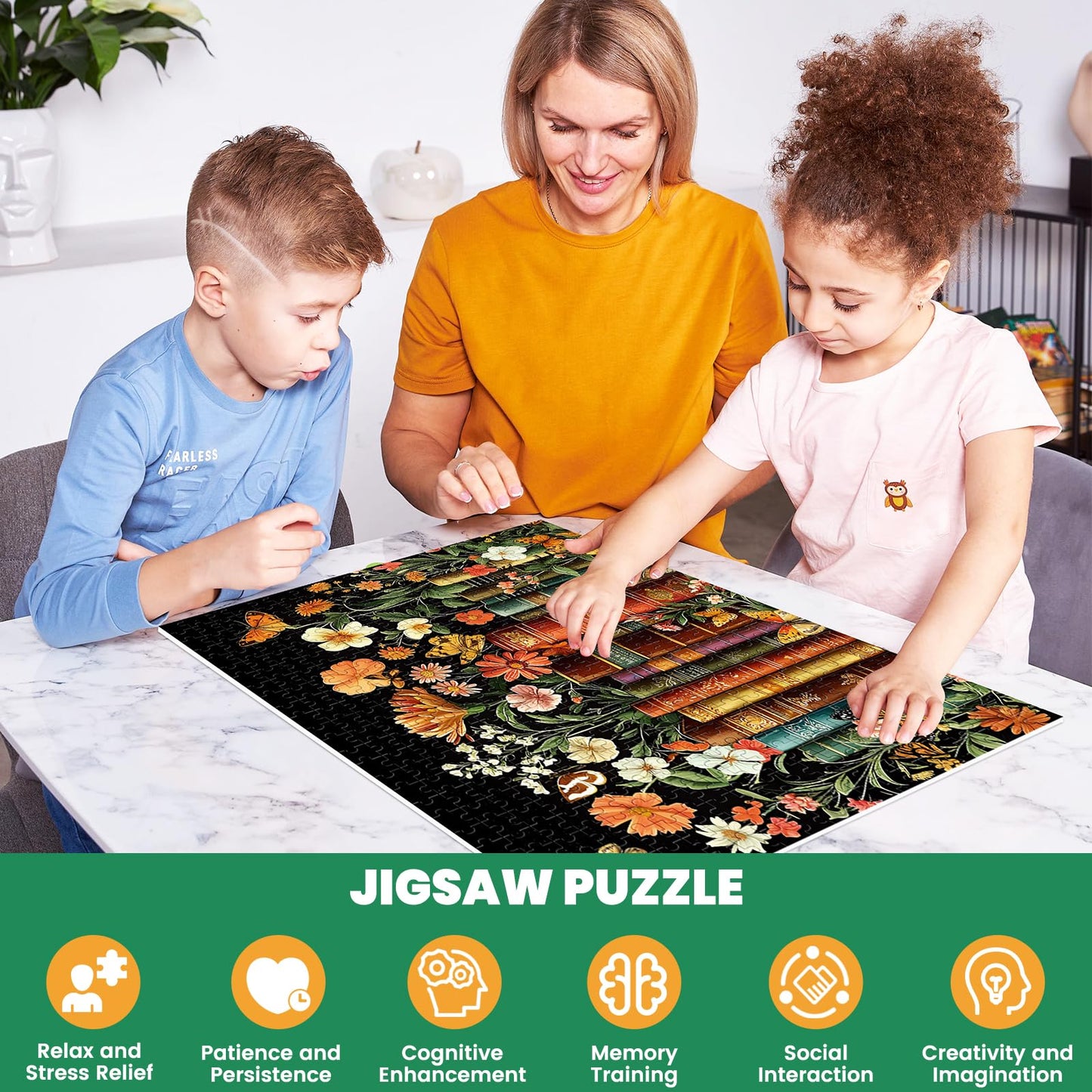 Maiqufa 500-Piece Puzzle for Adults: Vintage Wildflowers & Books