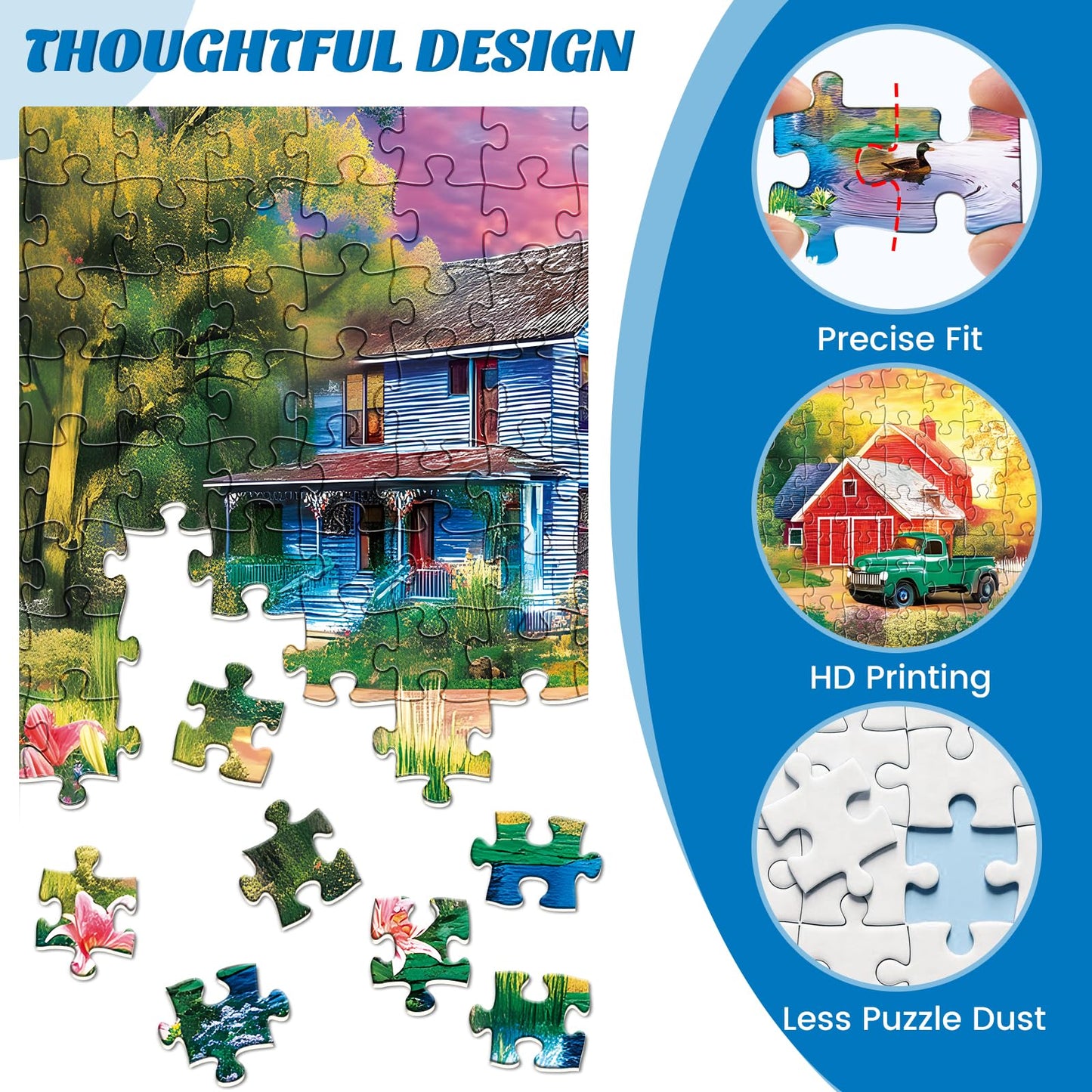 Maiqufa 500-Piece Country Life Puzzle – Recycled Cardboard Nature Landscape, 20.5 x 15 in