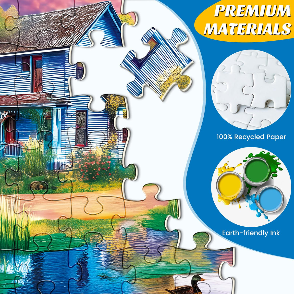 Maiqufa 500-Piece Country Life Puzzle – Recycled Cardboard Nature Landscape, 20.5 x 15 in