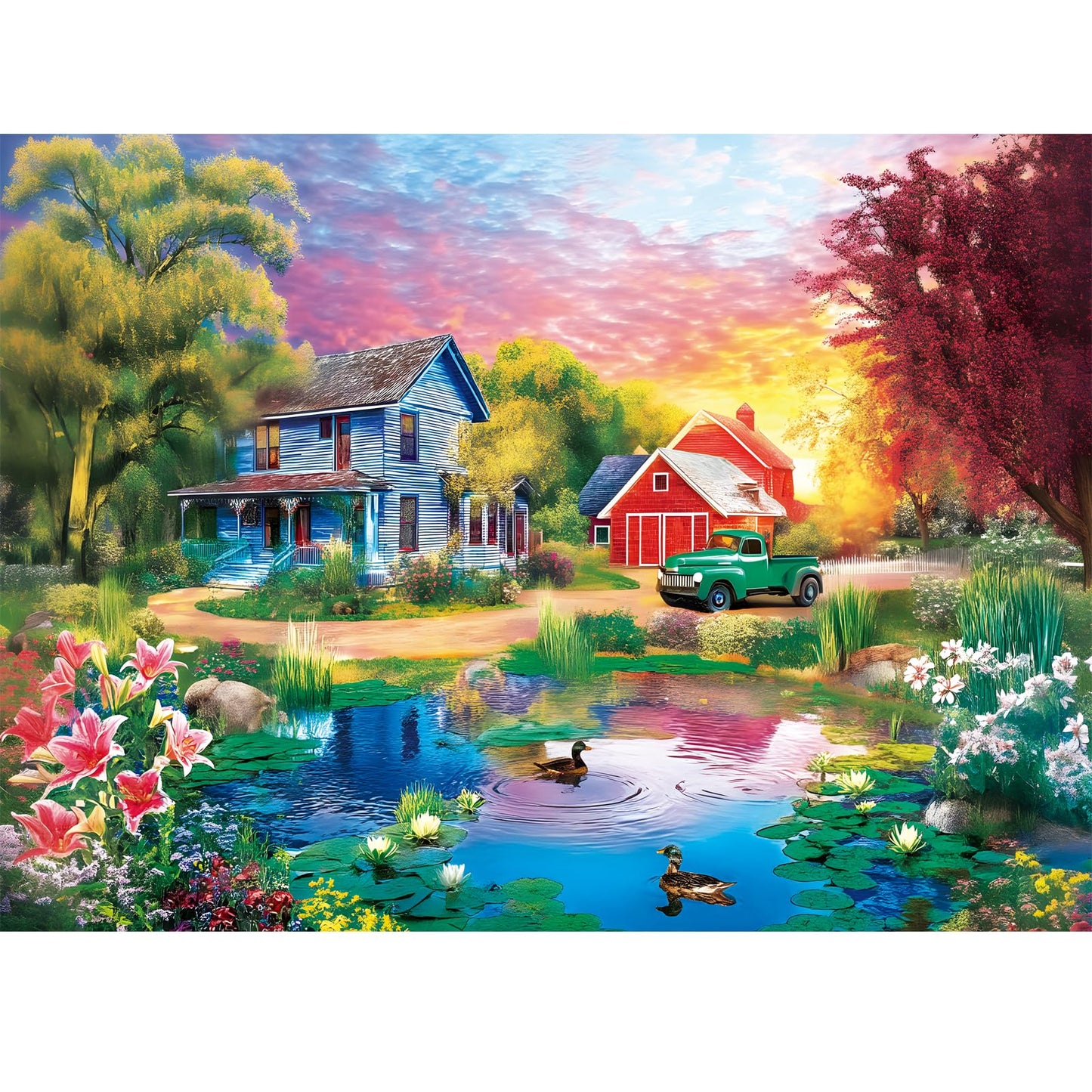 Maiqufa 500-Piece Country Life Puzzle – Recycled Cardboard Nature Landscape, 20.5 x 15 in
